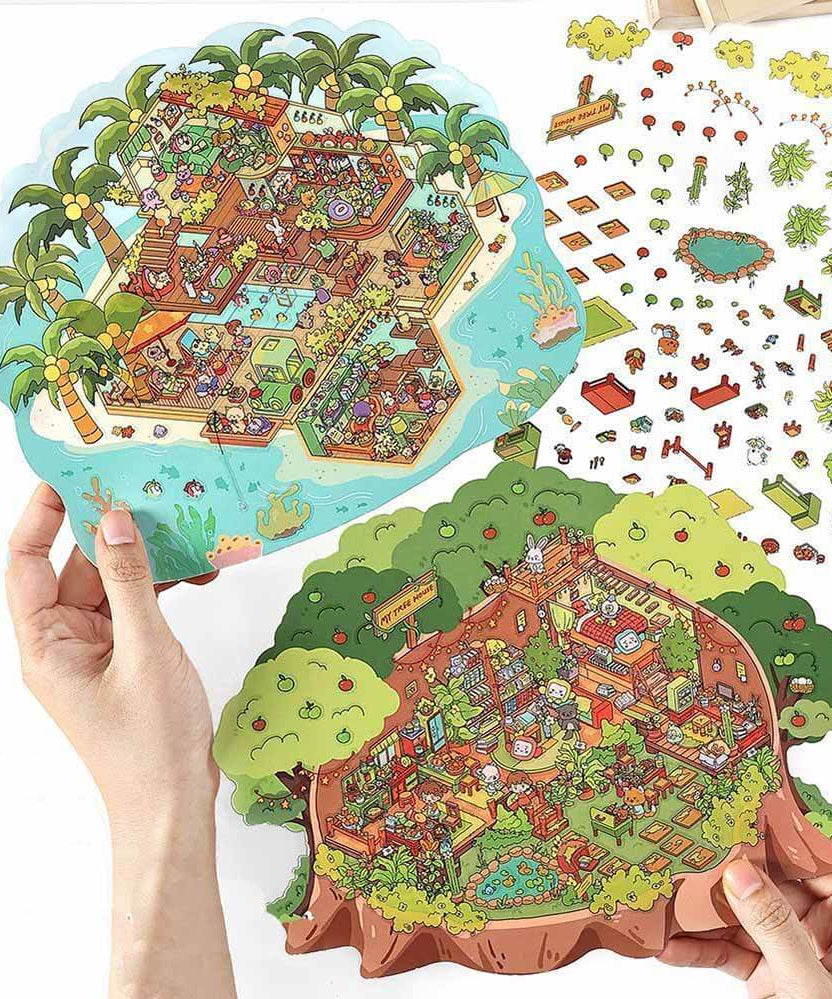 Island Shop DIY 3D Scene Stickers 2 Cute Miniature Scenes