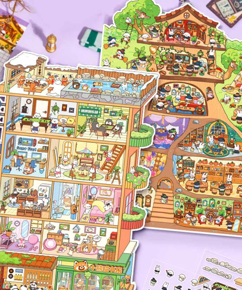 Apartment Theme DIY 3D Scene Stickers 2 Cute Miniature Scenes