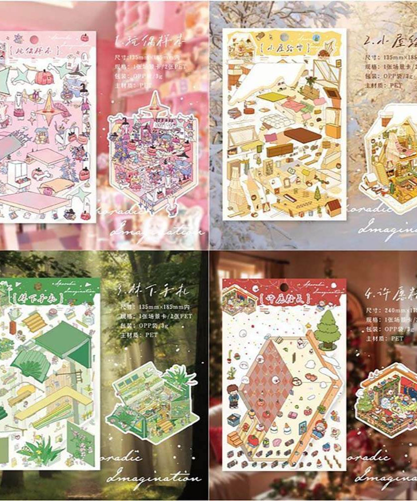 Eternal Reverie DIY 3D Scene Stickers 4 Cute Miniature Scenes