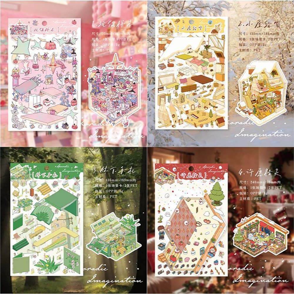 Eternal Reverie DIY 3D Scene Stickers 4 Cute Miniature Scenes