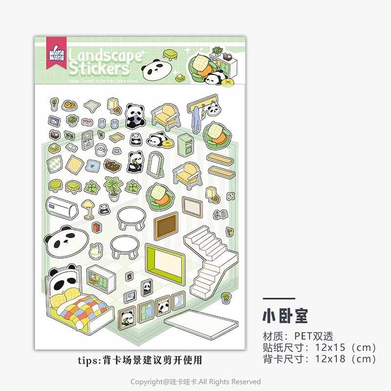 Cute Animal Home DIY 3D Scene Stickers 6 Cute Miniature Scenes
