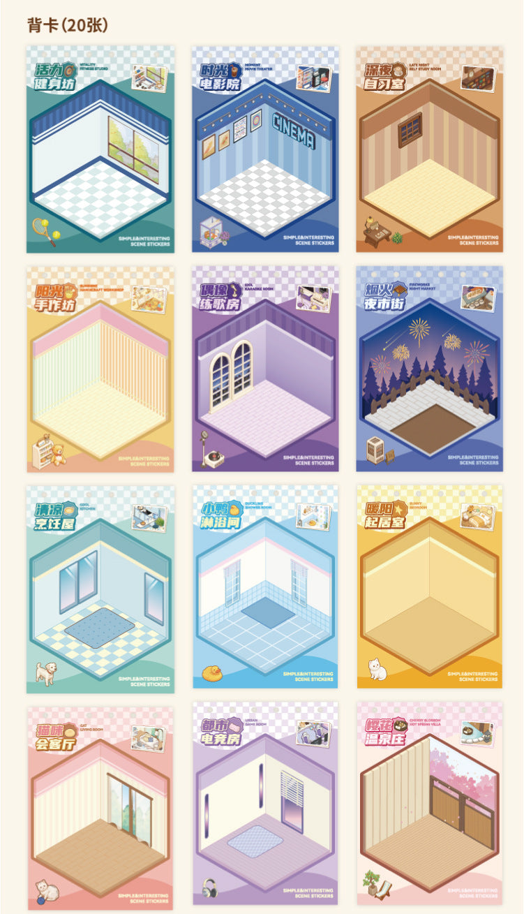 Tiny Wonderland 4 Micro-Diorama Collector's Pack DIY 3D Scene Stickers - Miniature Scenes