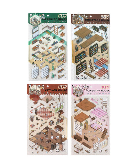 Panda Home Collection  DIY 3D Scene Stickers 4 Cute Miniature Scenes