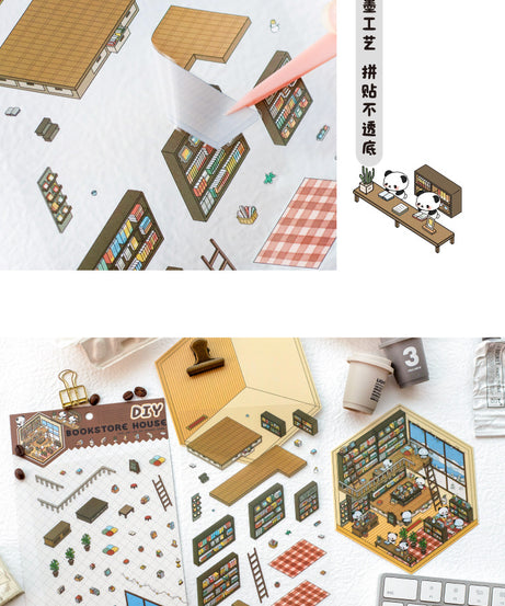 Panda Home Collection  DIY 3D Scene Stickers 4 Cute Miniature Scenes