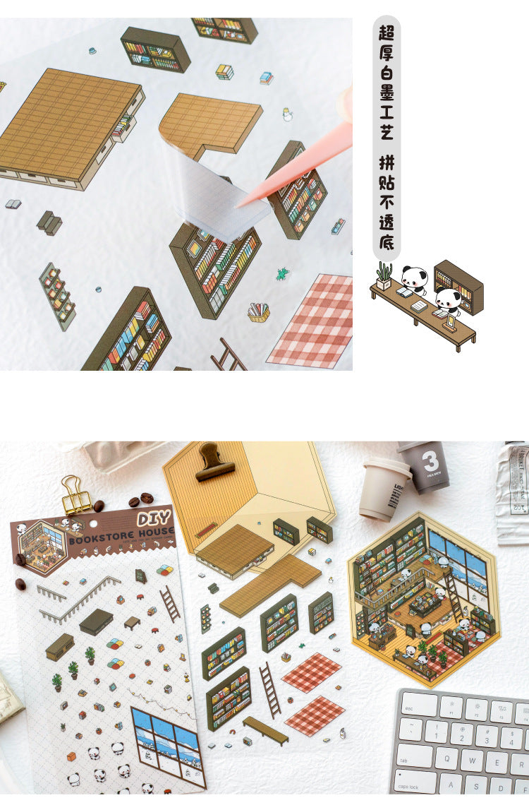 Panda Home Collection  DIY 3D Scene Stickers 4 Cute Miniature Scenes