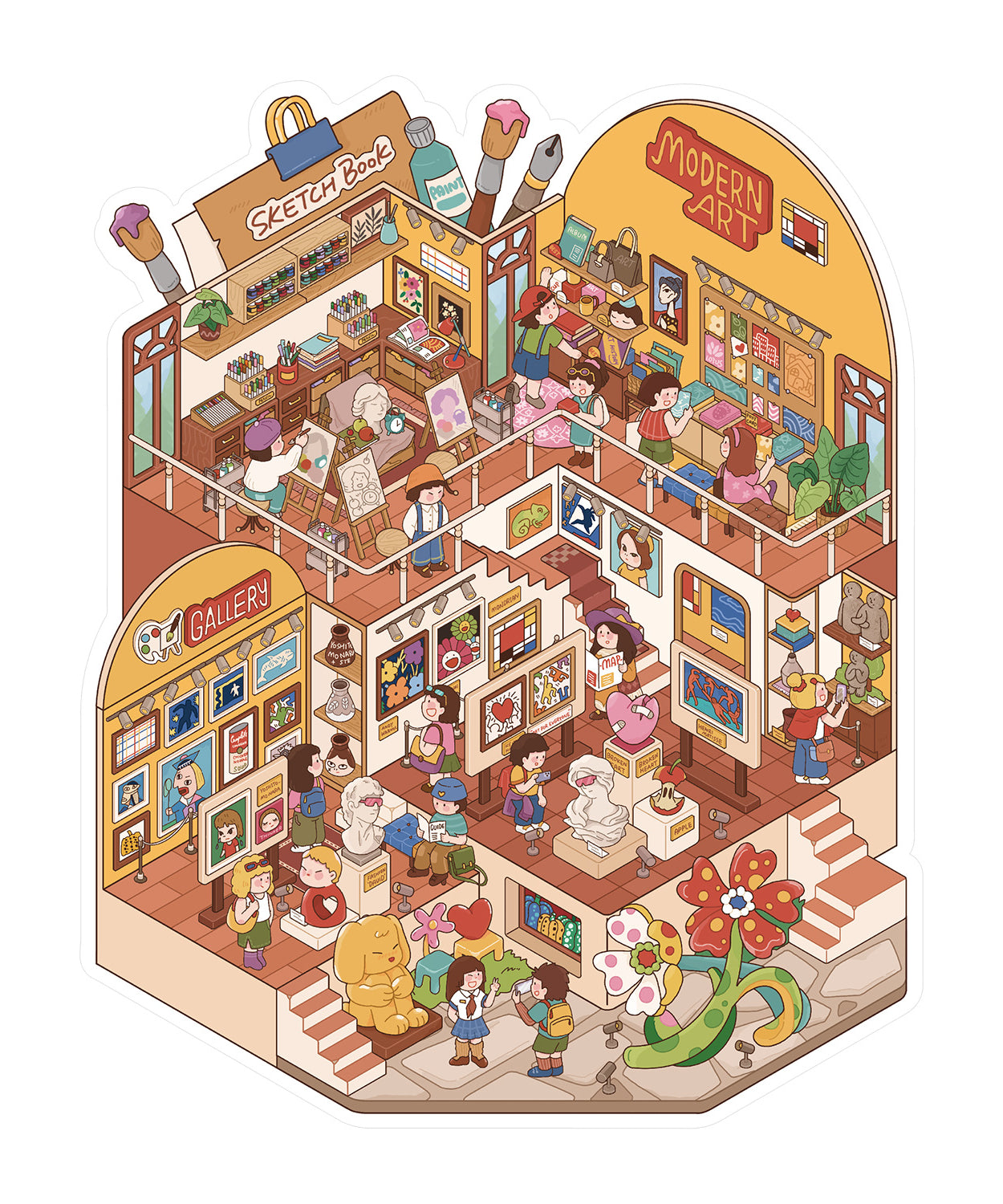 Beauty and Museum DIY 3D Scene Stickers - 2 Cute Miniature Scenes