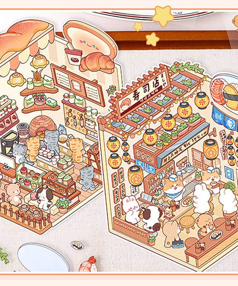 Critter Shop DIY 3D Scene Stickers 4 Cute Miniature Scenes