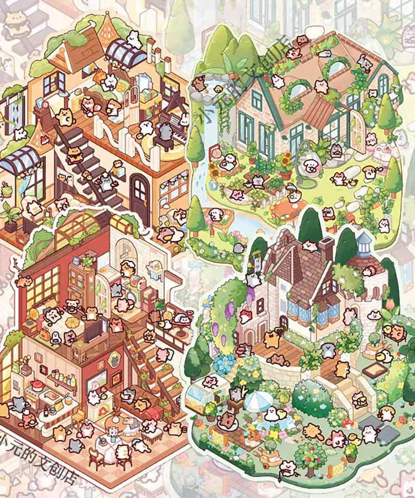 Wonderful Fairy House Collection Scene Stickers 4 Adorable Miniature Scenes