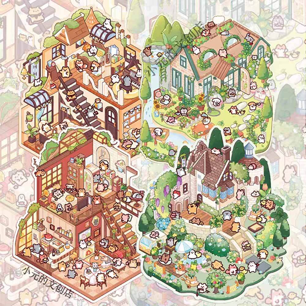 Wonderful Fairy House Collection Scene Stickers 4 Adorable Miniature Scenes