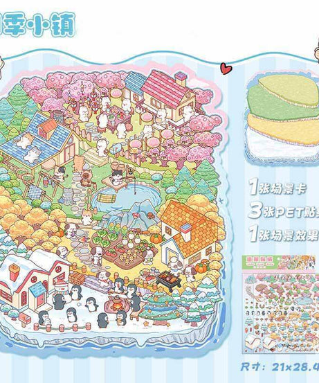 Timeless Scenery DIY 3D Scene Stickers 4 Cute Miniature Scenes