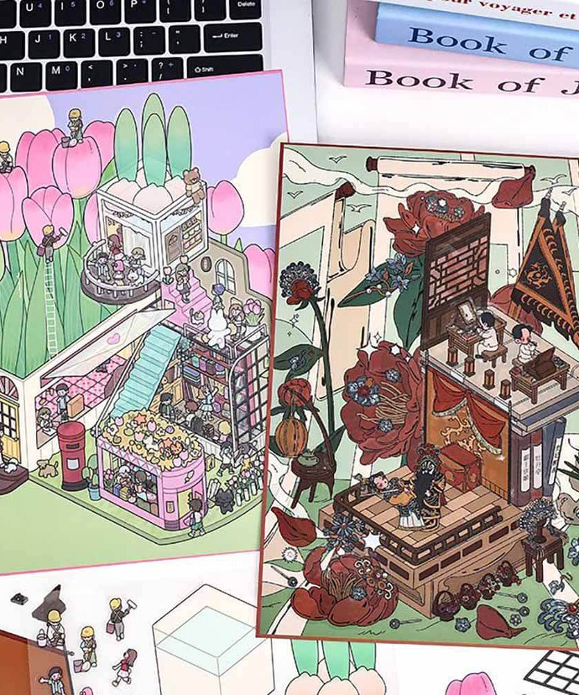 Theatrical Dreams DIY 3D Scene Stickers 2 Cute Miniature Scenes