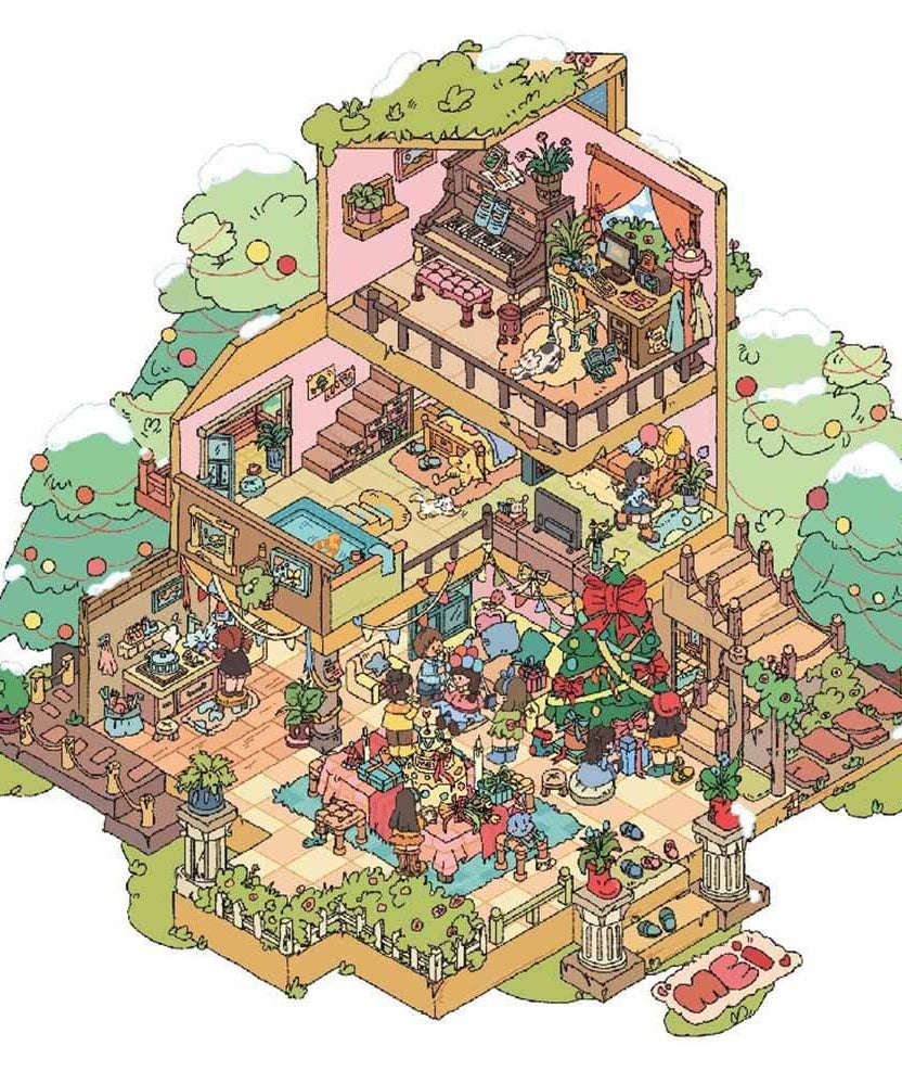 Grand Villa DIY 3D Scene Stickers - 4 Lovely Miniature Scenes