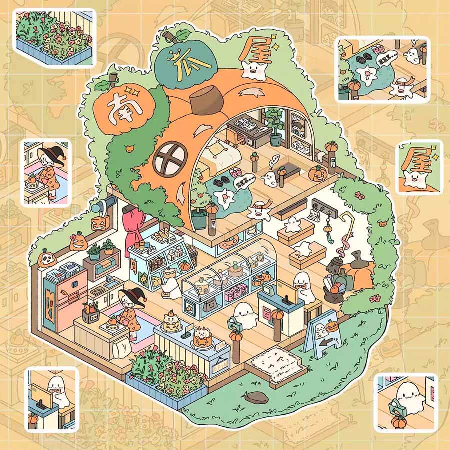 Gourmet Collection DIY 3D Scene Stickers - 4 Cute Miniature Scenes