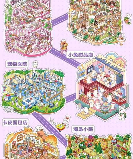 6 Scenes of Wonder2.0 DIY 3D Scene Stickers Cute Miniature Scenes