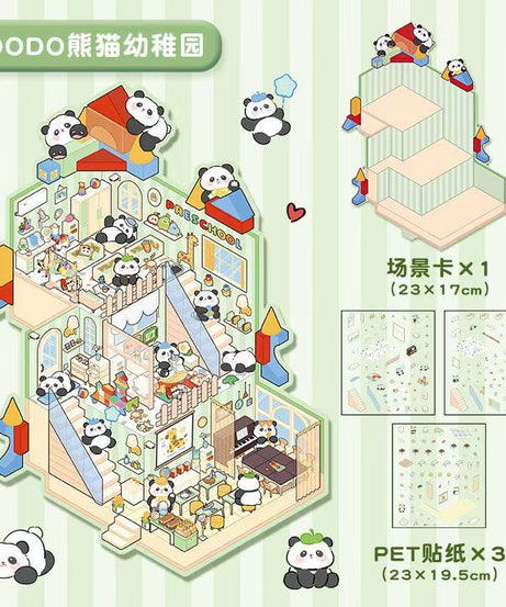 Playing Game DIY 3D Scene Stickers - 4 Cute Miniature Scenes