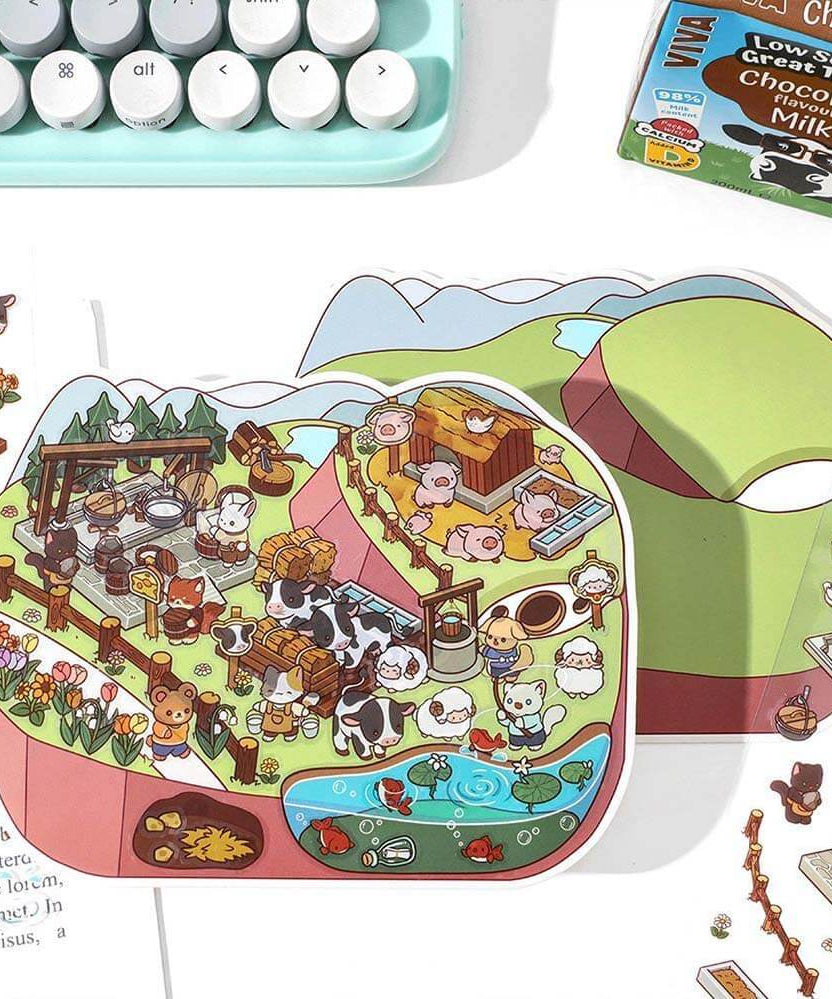 Farm Orchard DIY 3D Scene Stickers - 4 Cute Miniature Scenes