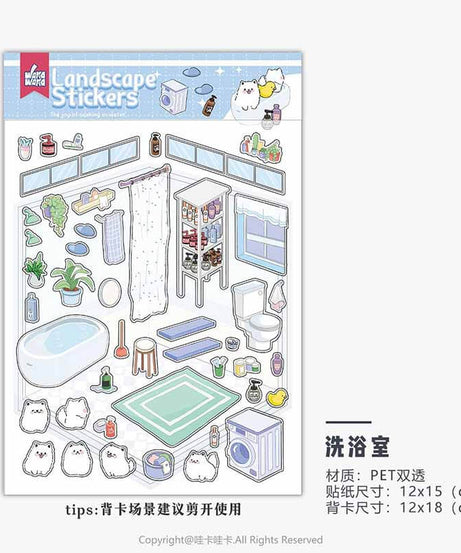 Cute Animal Home DIY 3D Scene Stickers 6 Cute Miniature Scenes