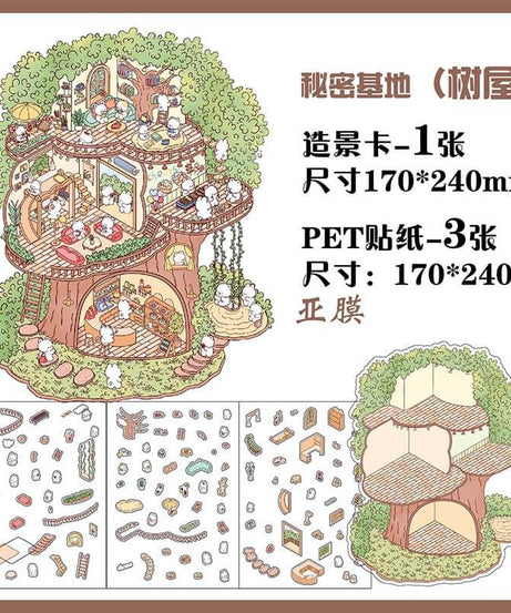 Euphoria Realm DIY 3D Scene Stickers 4 Cute Miniature Scenes