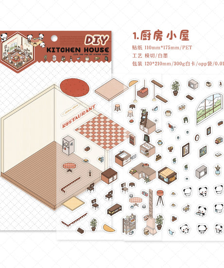 Panda Home Collection  DIY 3D Scene Stickers 4 Cute Miniature Scenes