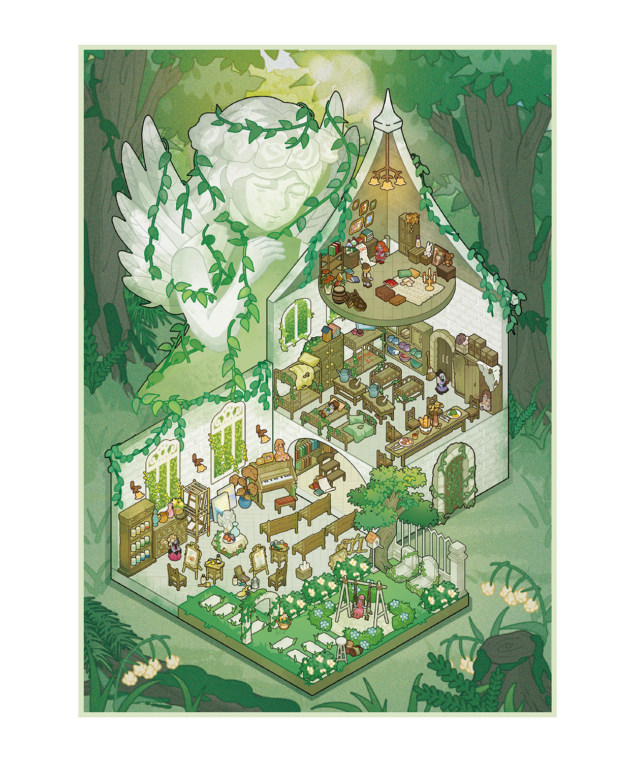 Celestial Landscapes 3D Sticker Scene: Angelic Haven Mountain Scroll Panorama