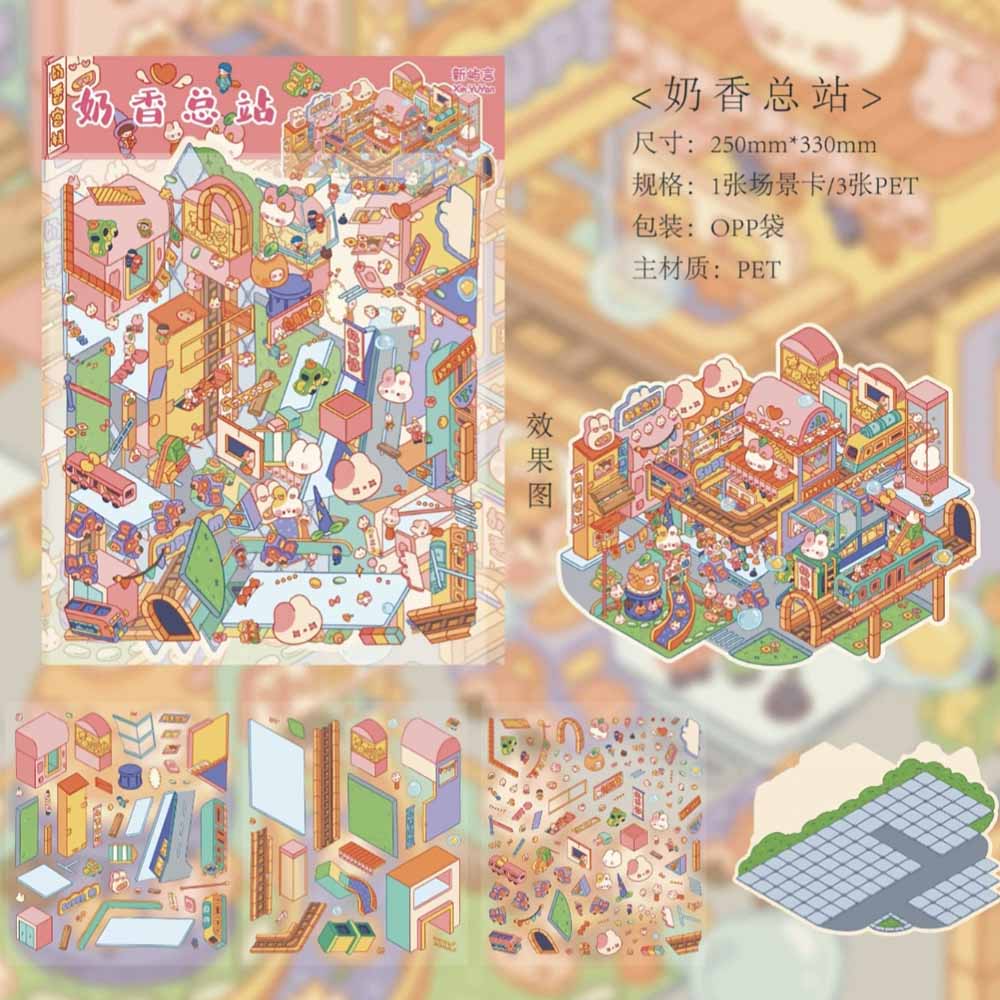 Bigger picture DIY 3D Scene Stickers 4 Cute Miniature Scenes