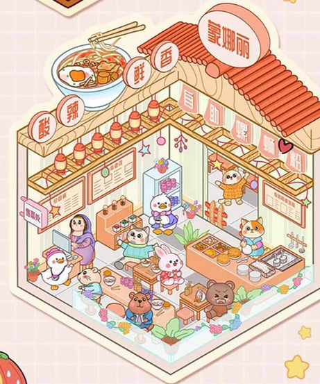 Furry Friends Tycoon DIY 3D Scene Stickers 4 Cute Miniature Scenes
