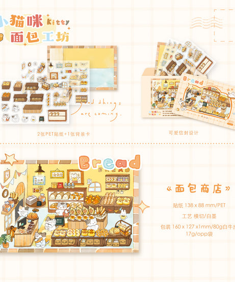 Peel & build a cozy kitty cottage! 3D Scene Stickers Miniature Scenes