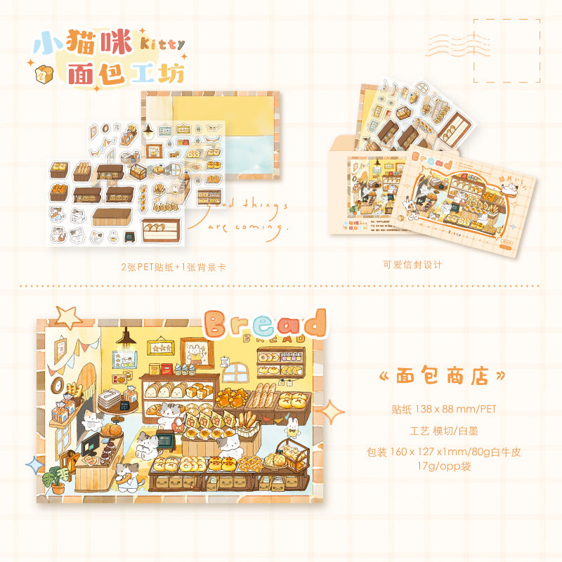 Peel & build a cozy kitty cottage! 3D Scene Stickers Miniature Scenes