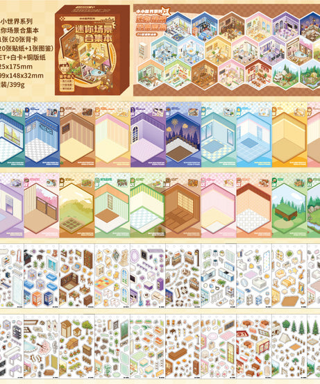 Tiny Wonderland 4 Micro-Diorama Collector's Pack DIY 3D Scene Stickers - Miniature Scenes