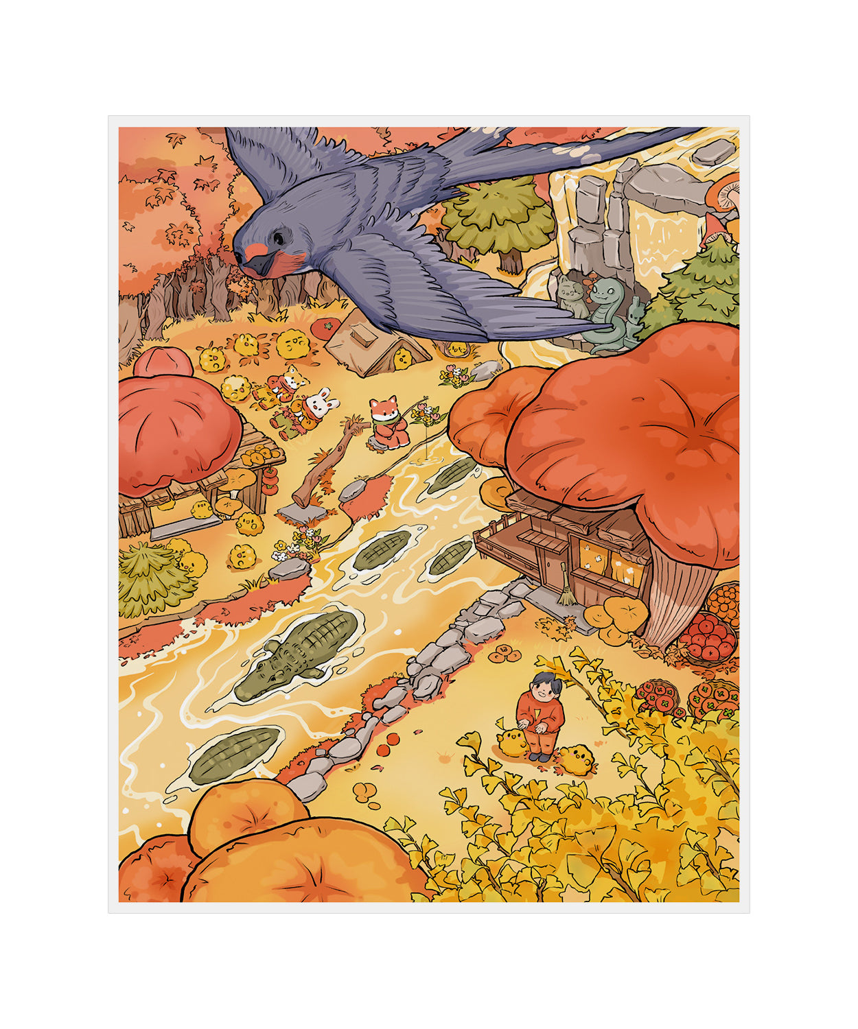 Woodland Seasons 3D Sticker Scene: Spring Meadows Autumn Canopy Journey