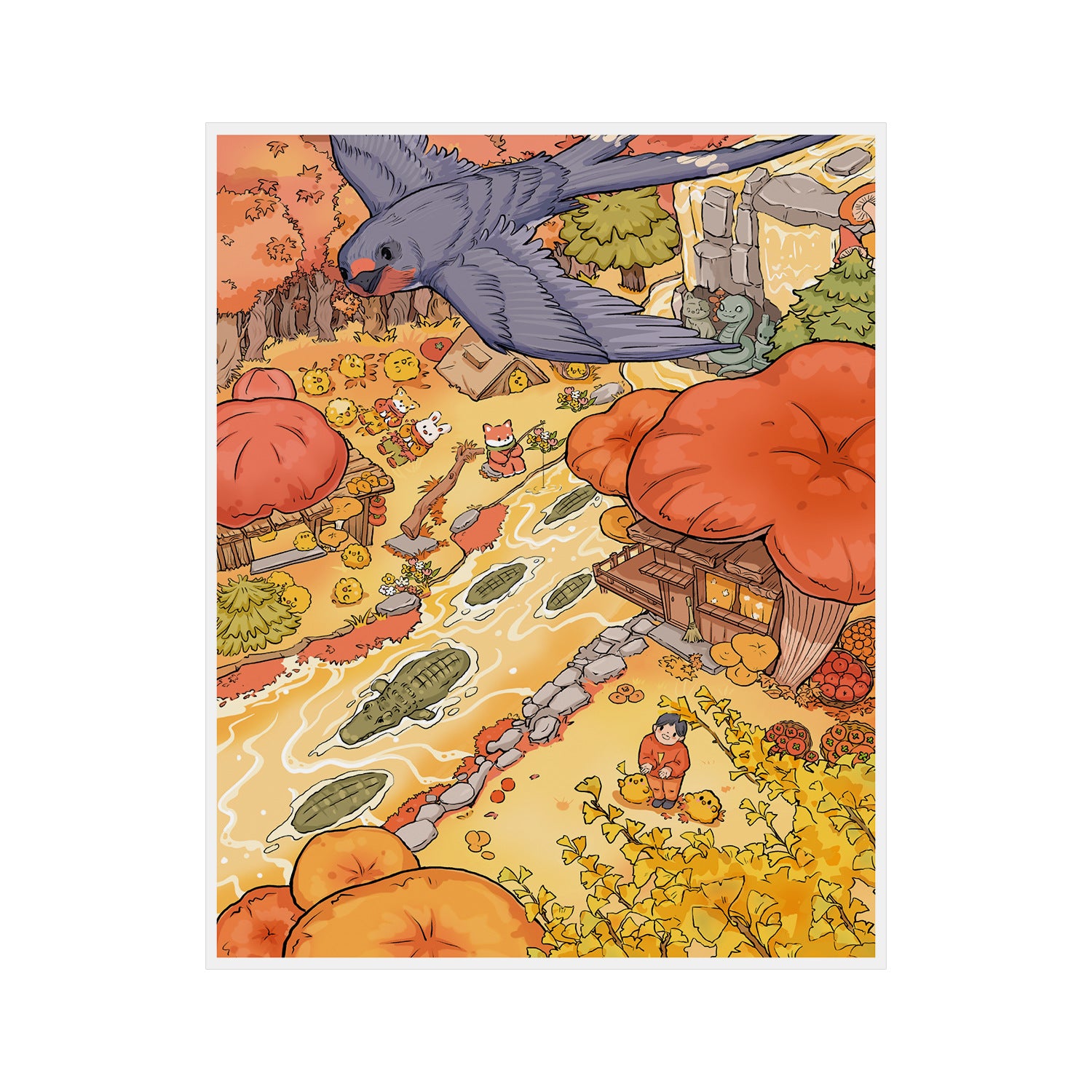 Woodland Seasons 3D Sticker Scene: Spring Meadows Autumn Canopy Journey