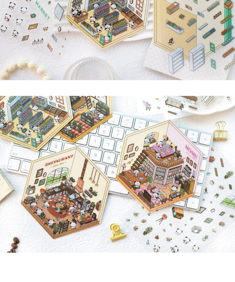 Panda Home Collection  DIY 3D Scene Stickers 4 Cute Miniature Scenes