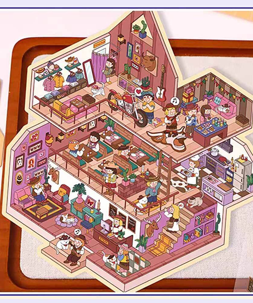 Multi-Story Villa DIY 3D Scene Stickers 2 Cute Miniature Scenes