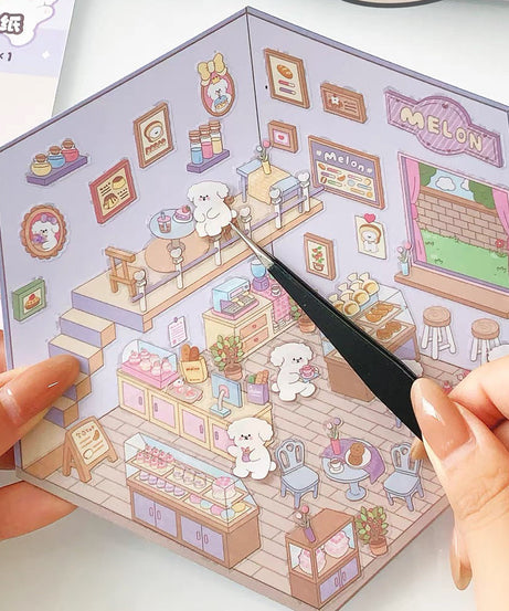 Create Adorable Sticker Scenes with Dog-Themed Bakery Shop | Market