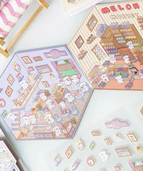Create Adorable Sticker Scenes with Dog-Themed Bakery Shop | Market