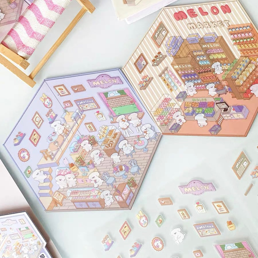 Create Adorable Sticker Scenes with Dog-Themed Bakery Shop | Market