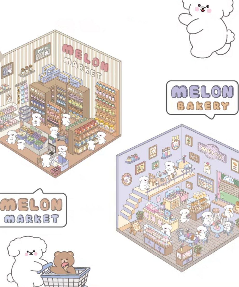 Create Adorable Sticker Scenes with Dog-Themed Bakery Shop | Market