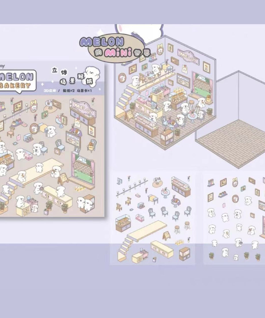 Create Adorable Sticker Scenes with Dog-Themed Bakery Shop | Market
