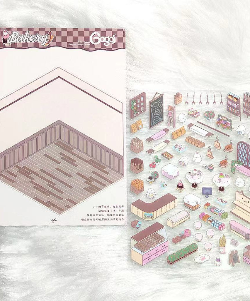 DIY 3D Sticker Scenes! Outdoor Party|Halloween|Apartment|Bakery Shop
