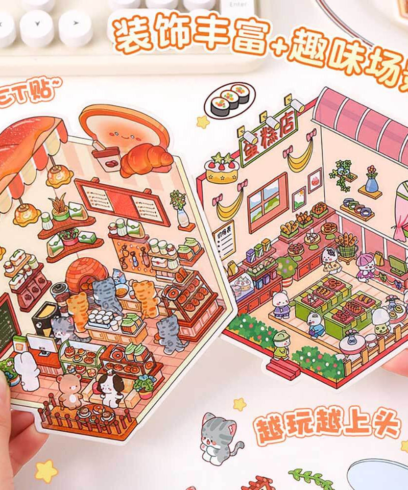 Critter Shop DIY 3D Scene Stickers 4 Cute Miniature Scenes