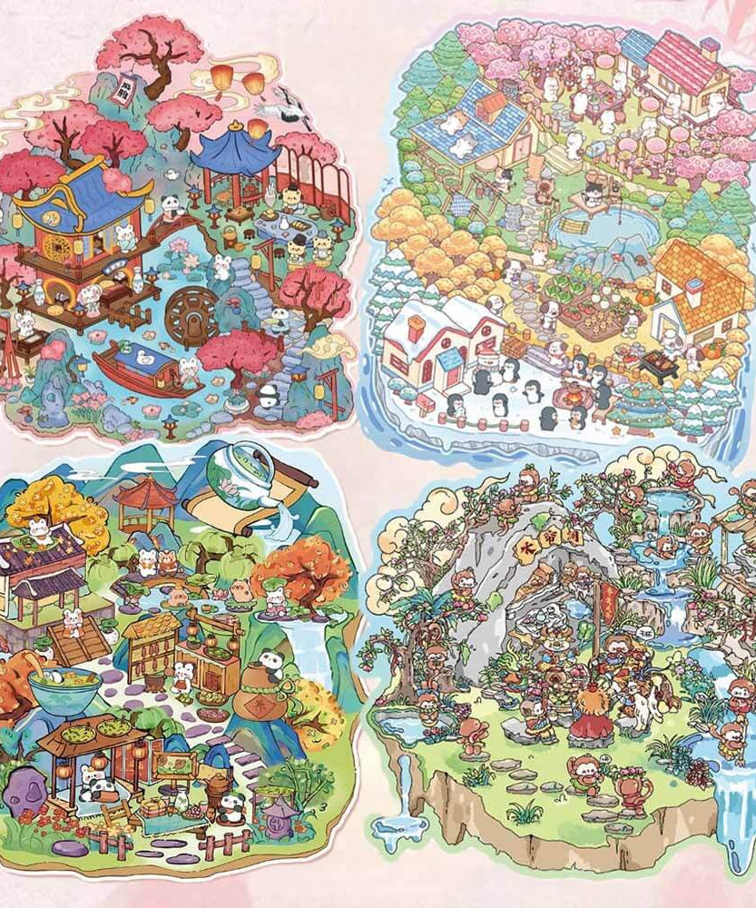 Timeless Scenery DIY 3D Scene Stickers 4 Cute Miniature Scenes