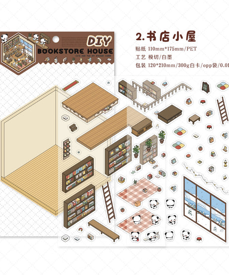 Panda Home Collection  DIY 3D Scene Stickers 4 Cute Miniature Scenes