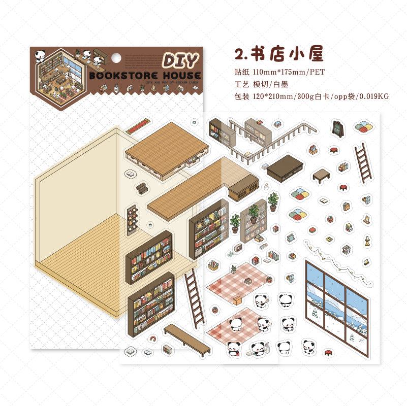Panda Home Collection  DIY 3D Scene Stickers 4 Cute Miniature Scenes