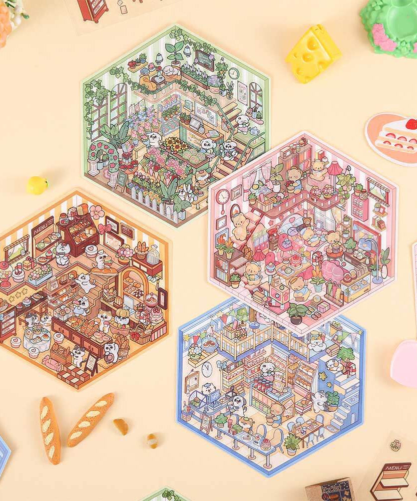 Sweet Moments DIY 3D Scene Stickers 4 Cute Miniature Scenes