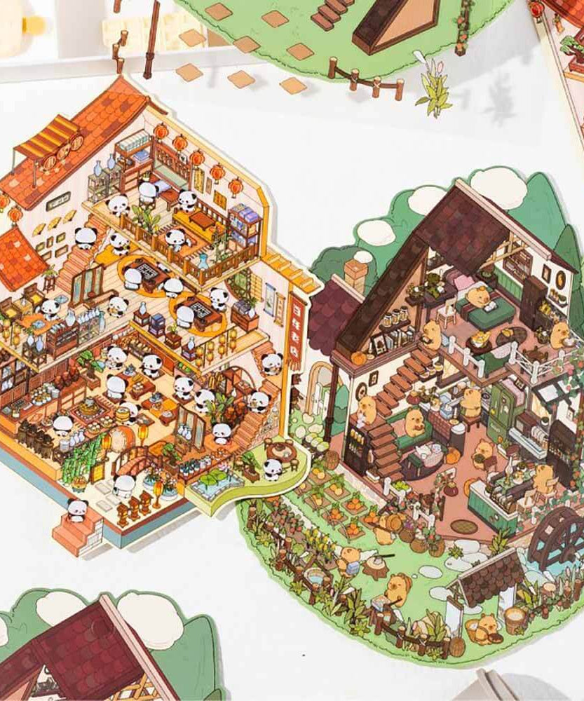 Fun House DIY 3D Scene Stickers 2 Cute Miniature Scenes