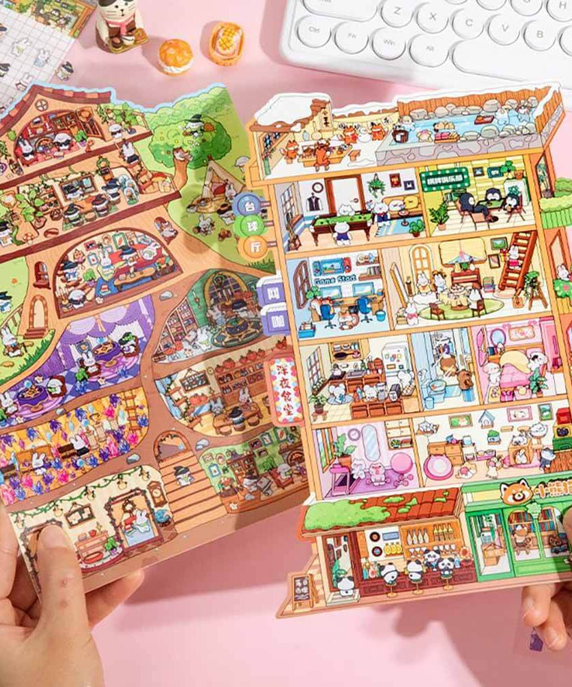 Apartment Theme DIY 3D Scene Stickers 2 Cute Miniature Scenes