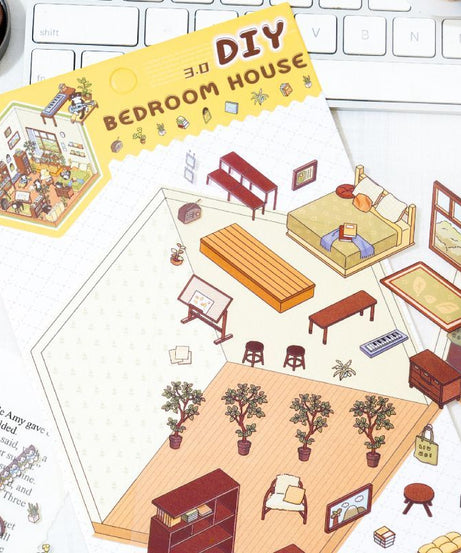 Soft and Warm Breezes DIY 3D Scene Stickers 4 Cute Miniature Scenes