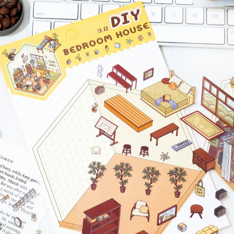 Soft and Warm Breezes DIY 3D Scene Stickers 4 Cute Miniature Scenes