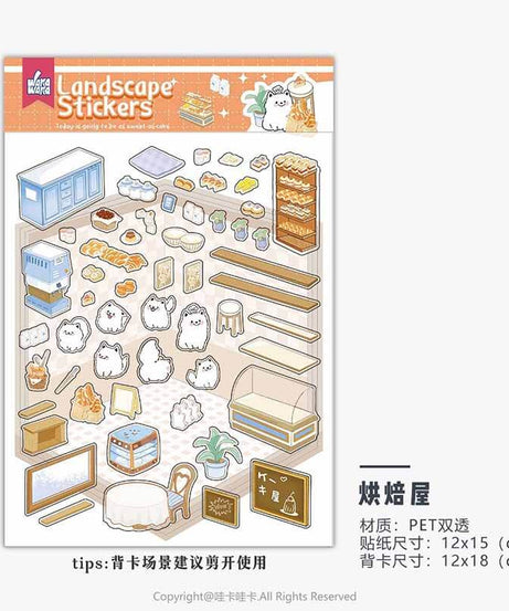 Cute Animal Home DIY 3D Scene Stickers 6 Cute Miniature Scenes