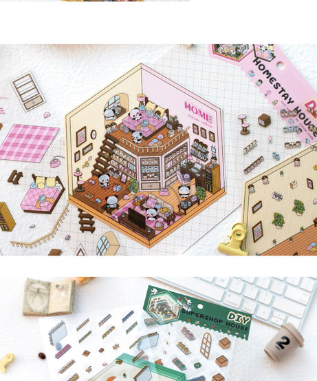 Panda Home Collection  DIY 3D Scene Stickers 4 Cute Miniature Scenes